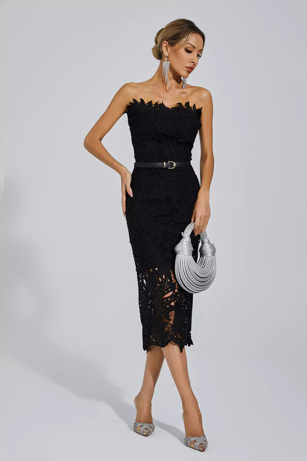 Jazlyn Black Lace Midi Dress