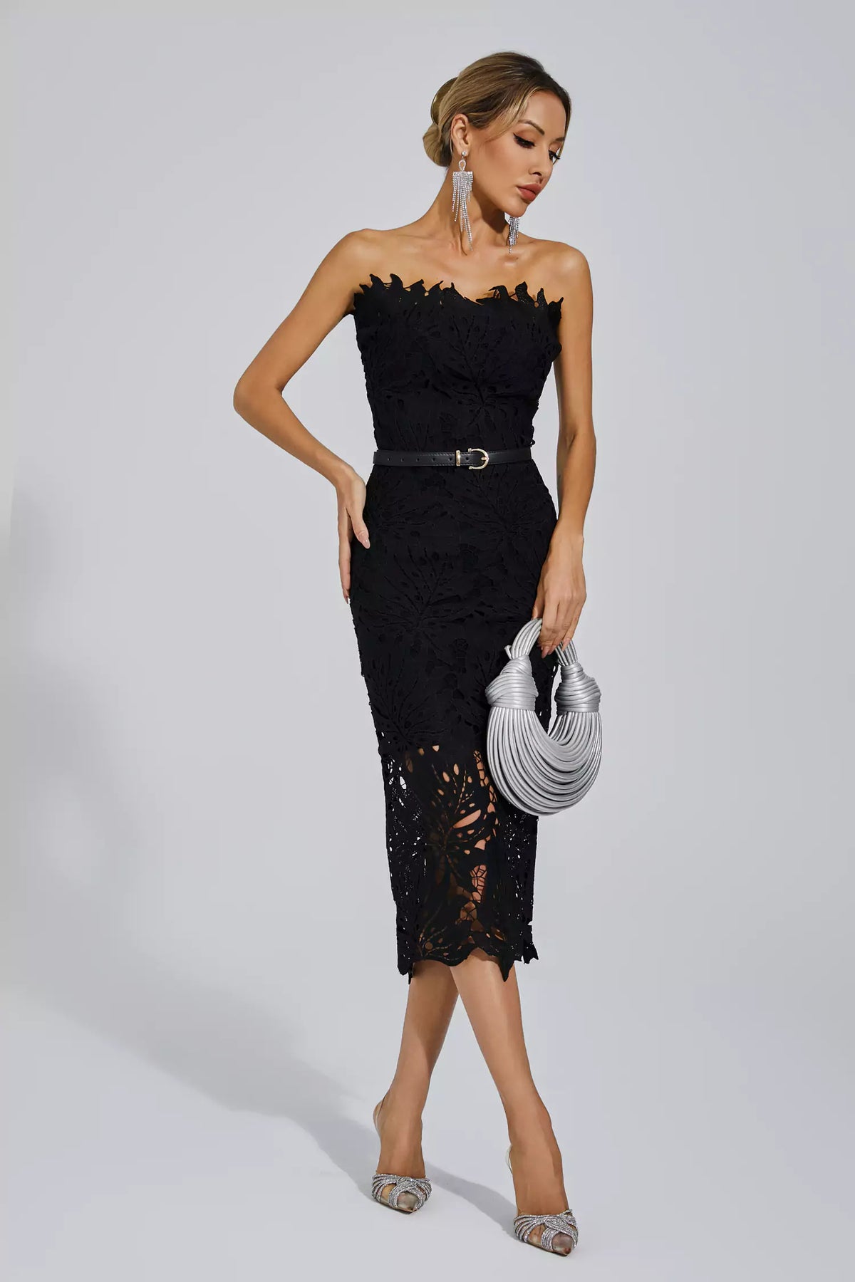 Jazlyn Black Lace Midi Dress
