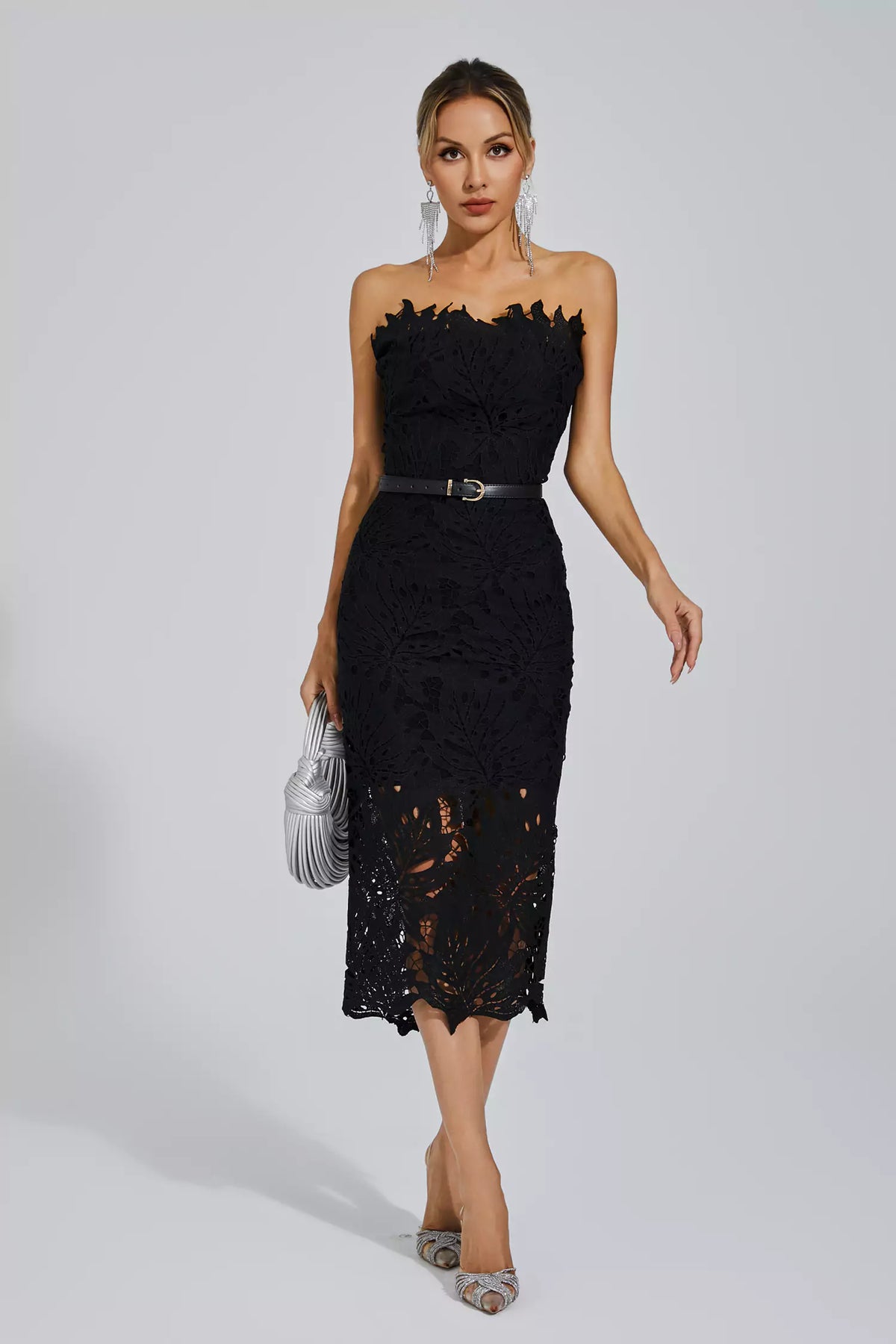 Jazlyn Black Lace Midi Dress