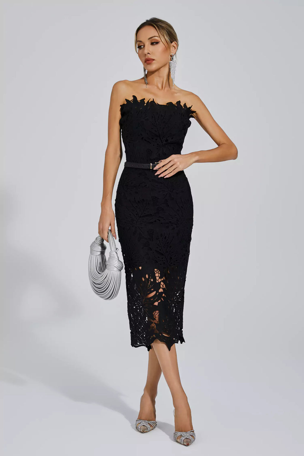 Jazlyn Black Lace Midi Dress
