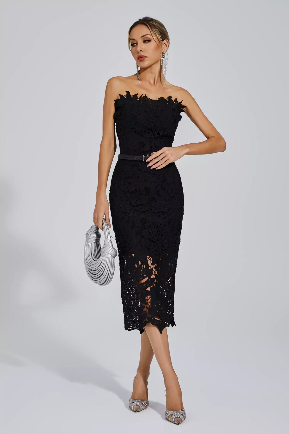 Jazlyn Black Lace Midi Dress
