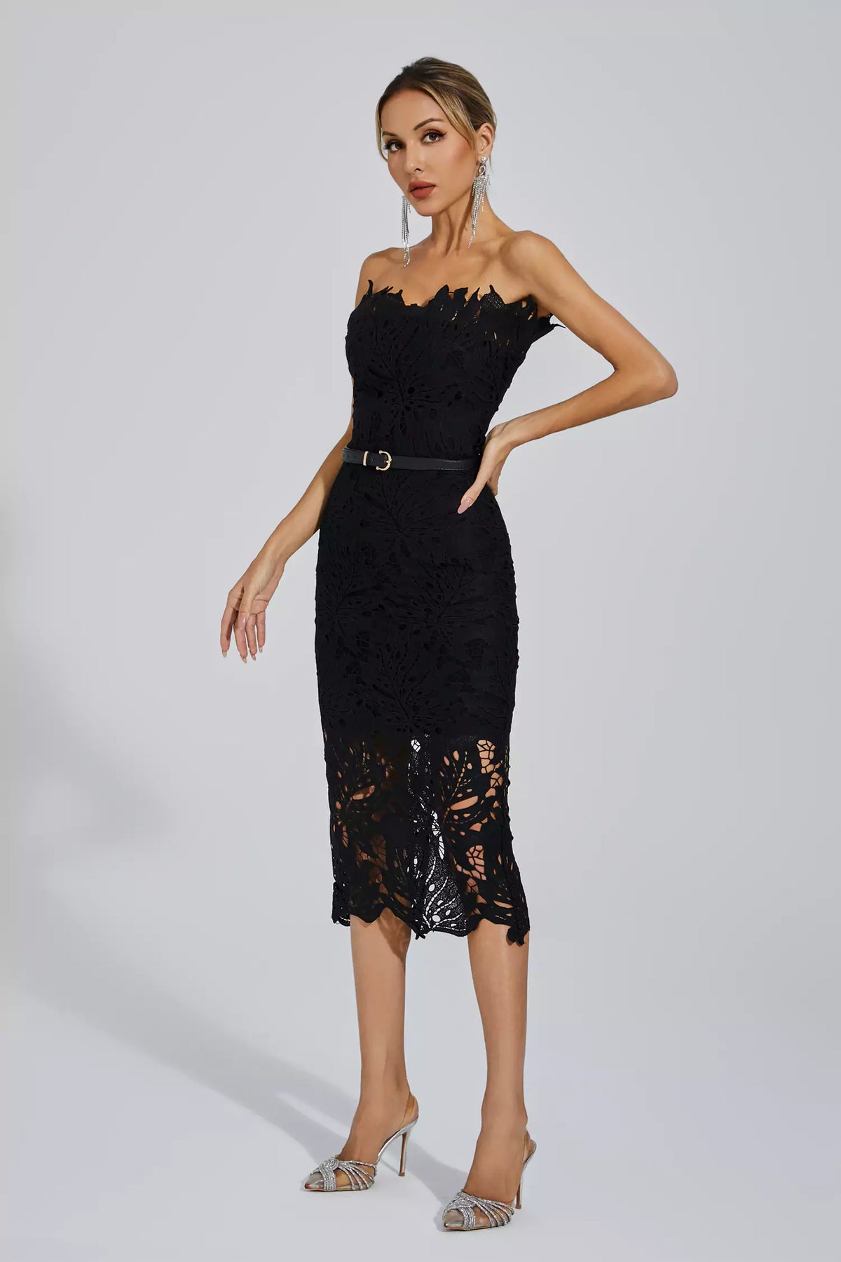 Jazlyn Black Lace Midi Dress