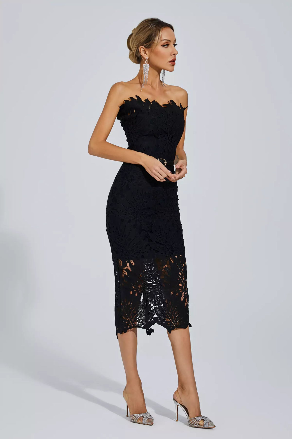 Jazlyn Black Lace Midi Dress