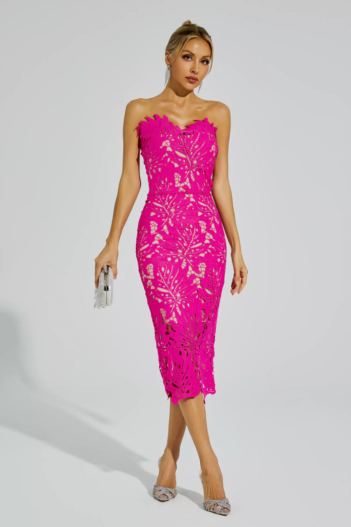 Jazlyn Rose Red Lace Midi Dress