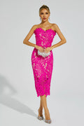 Jazlyn Rose Red Lace Midi Dress