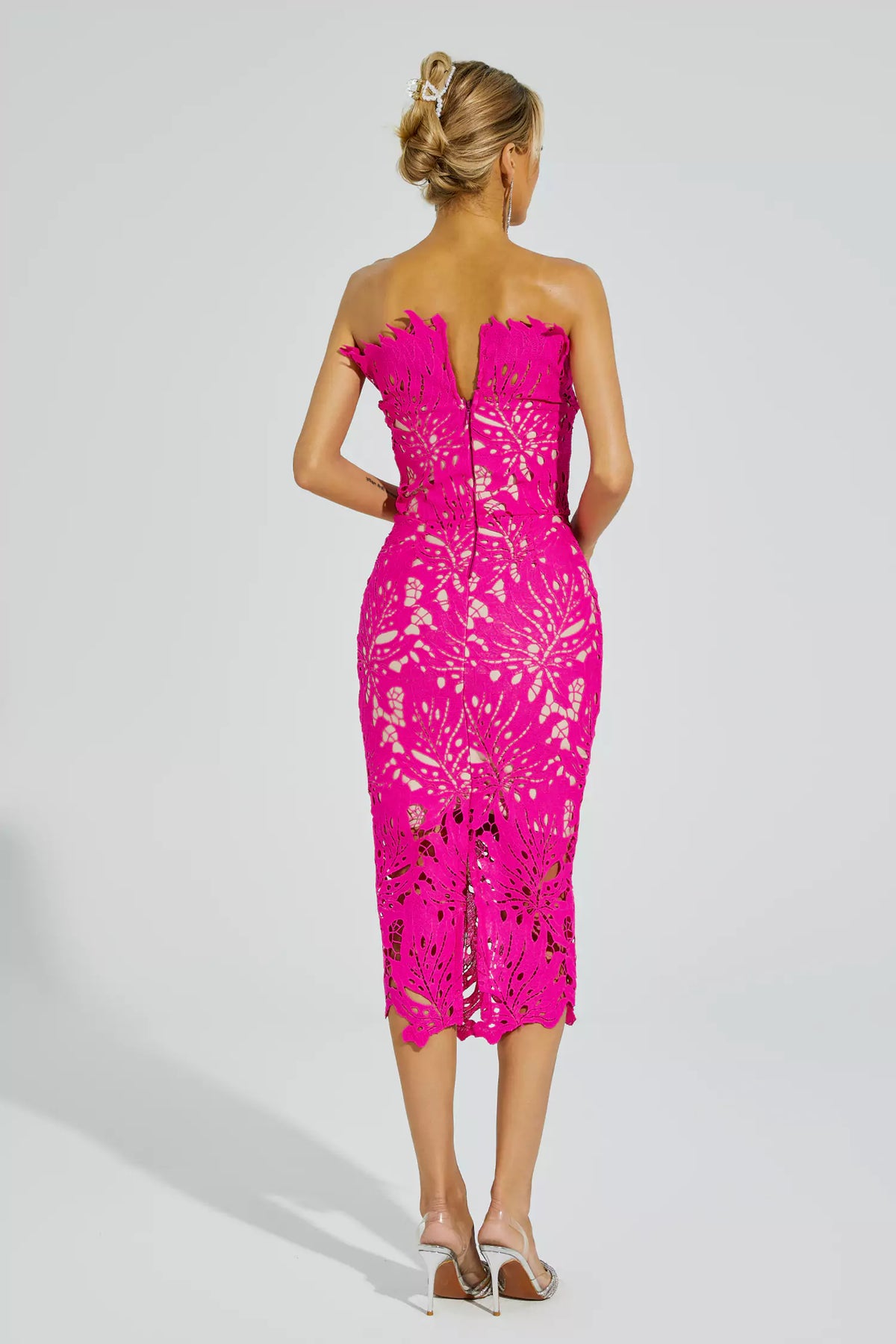Jazlyn Rose Red Lace Midi Dress