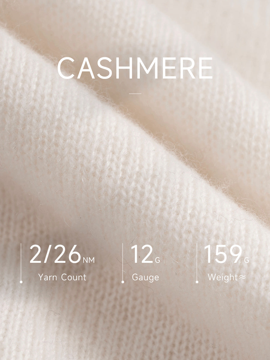 100% Cashmere Round Neck Knit Sweater