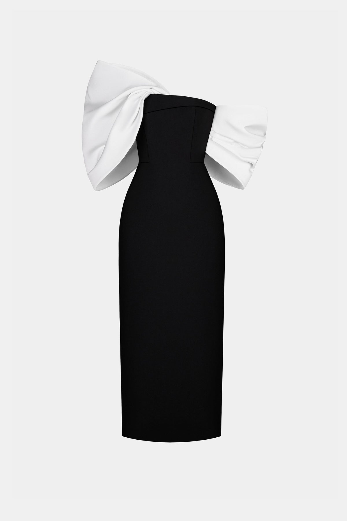 Delancy Bowknot Contrast Midi Dress