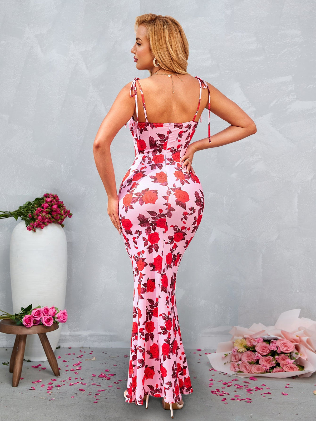 Lace-up Straps Tie Front Bodycon Dress(petite Version)