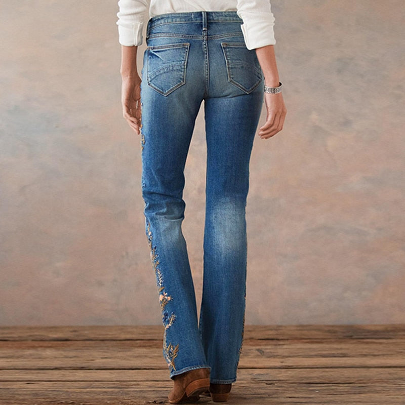 Jeans Retro Printed Denim Trousers Loose Straight Washed Mom Thin Blue Pants 90s