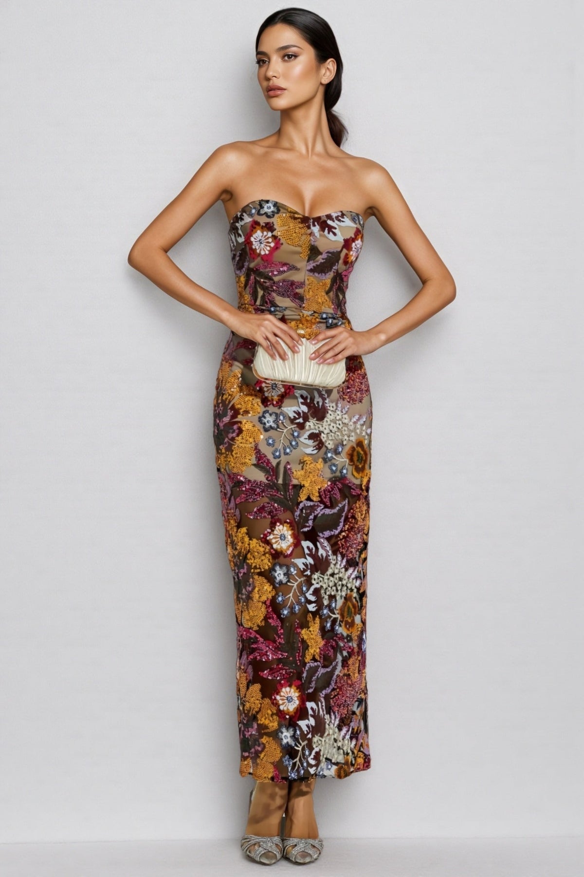 Milia Sequin Maxi Dress-red