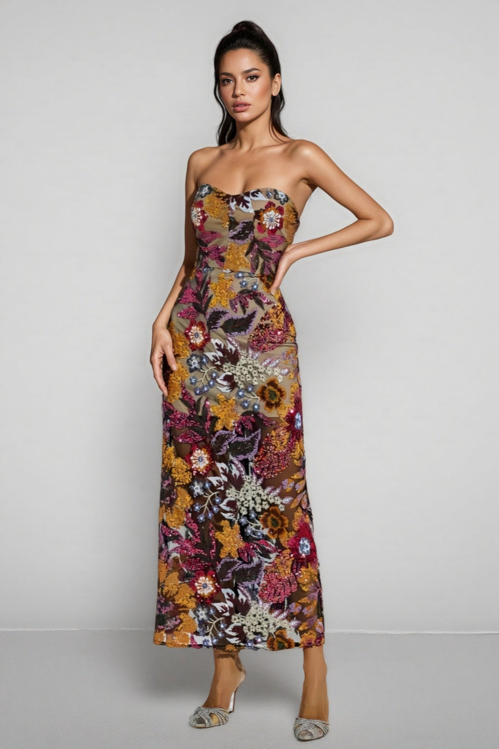 Milia Sequin Maxi Dress-red