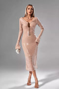 Lilly Apricot Sequin Maxi Dress