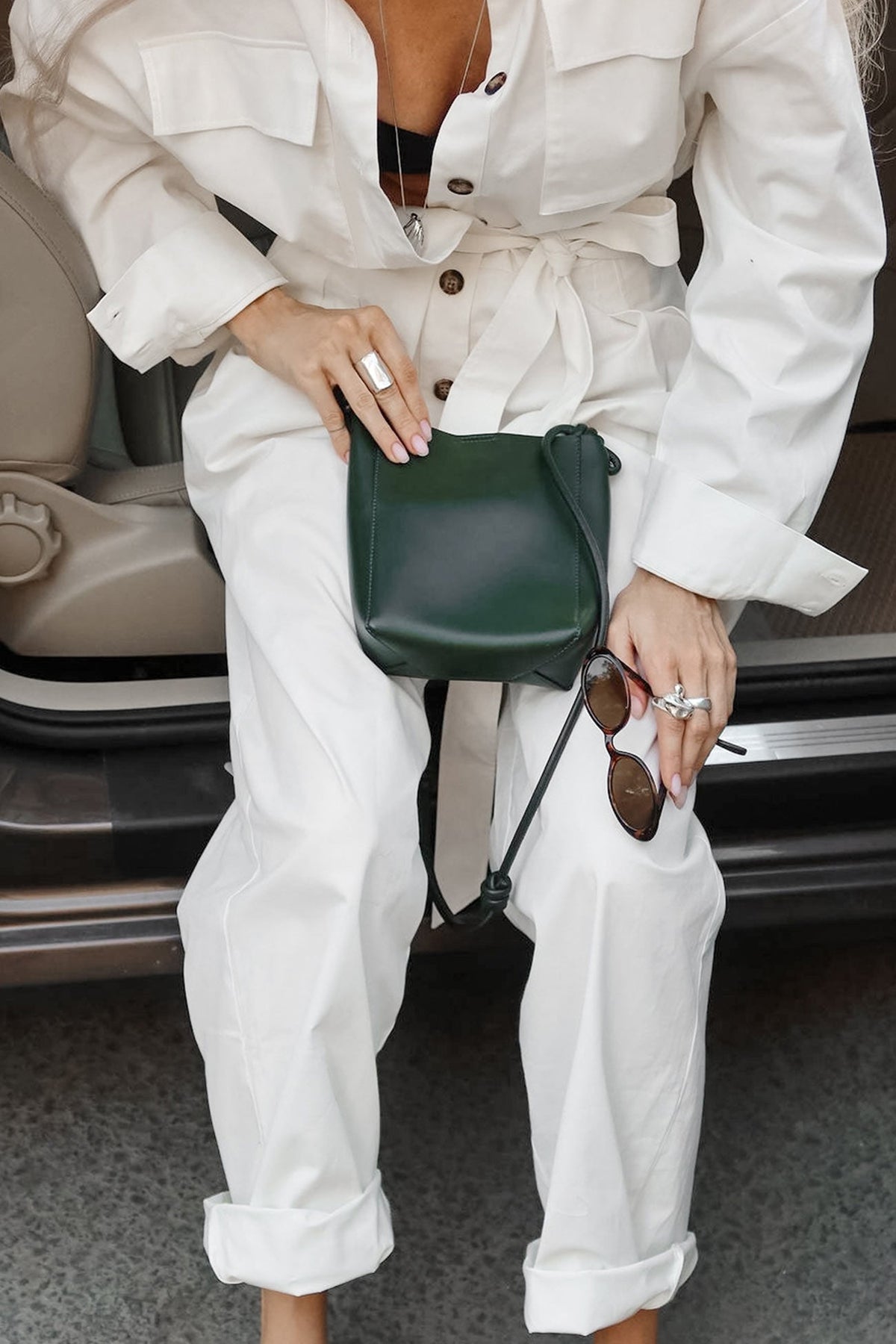 Long Sleeve Tie-up High Waist Cargo Jumpsuits