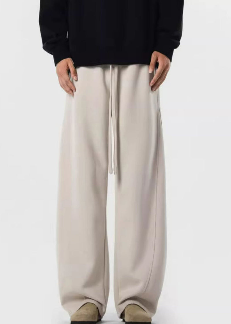 Loose Black Pockets Warm Fleece Pants Elastic Waist Spring Rm065