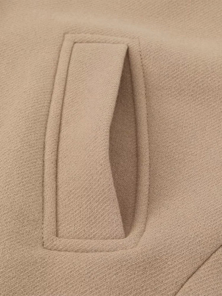 Loose Lapel Autumn Winter Long Single-breasted Office Coat