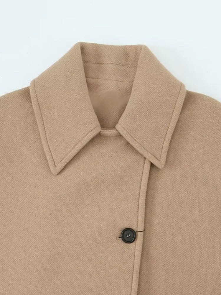 Loose Lapel Autumn Winter Long Single-breasted Office Coat