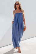 Loose Smocked Wide Leg Jumpsuits