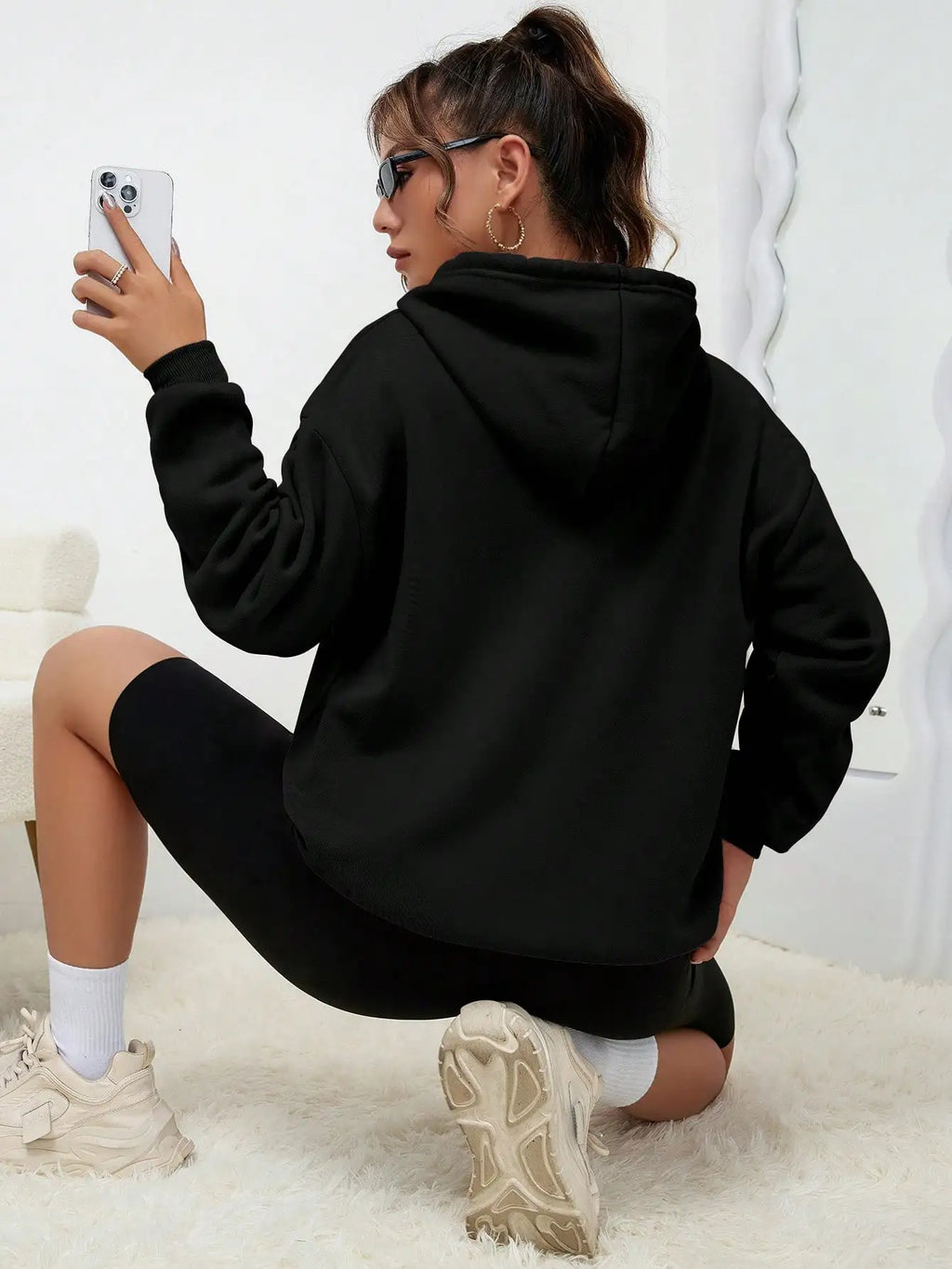 Los Angeles Art Letter Design American Style Sweatshirt Autumn Hip Hop Female Hoodies Fleece Top