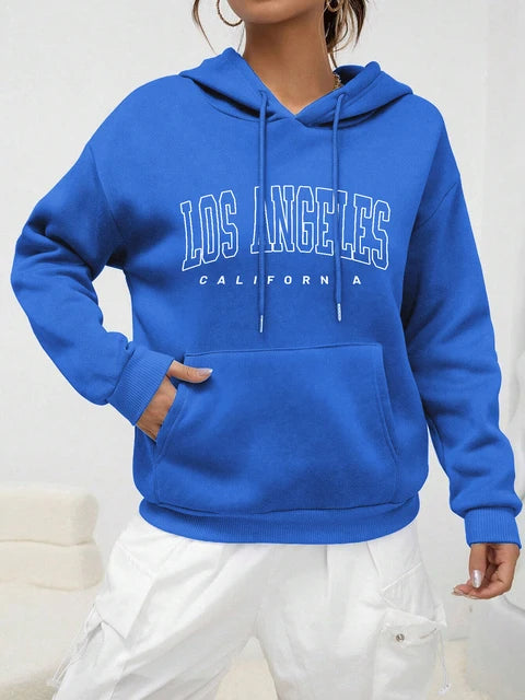 Los Angeles Art Letter Design American Style Sweatshirt Autumn Hip Hop Female Hoodies Fleece Top