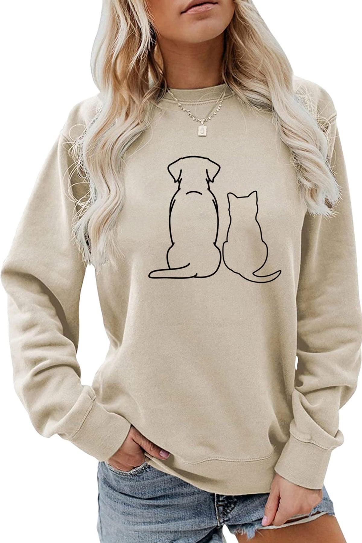 Dog & Kitty Graphic Sweatshirt