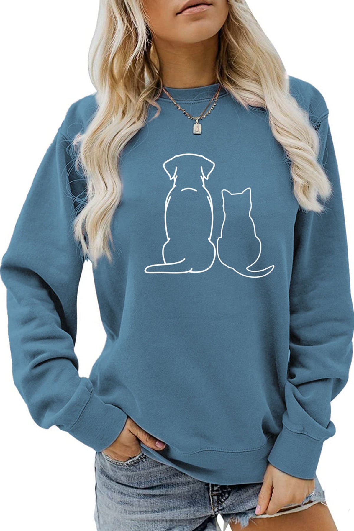Dog & Kitty Graphic Sweatshirt
