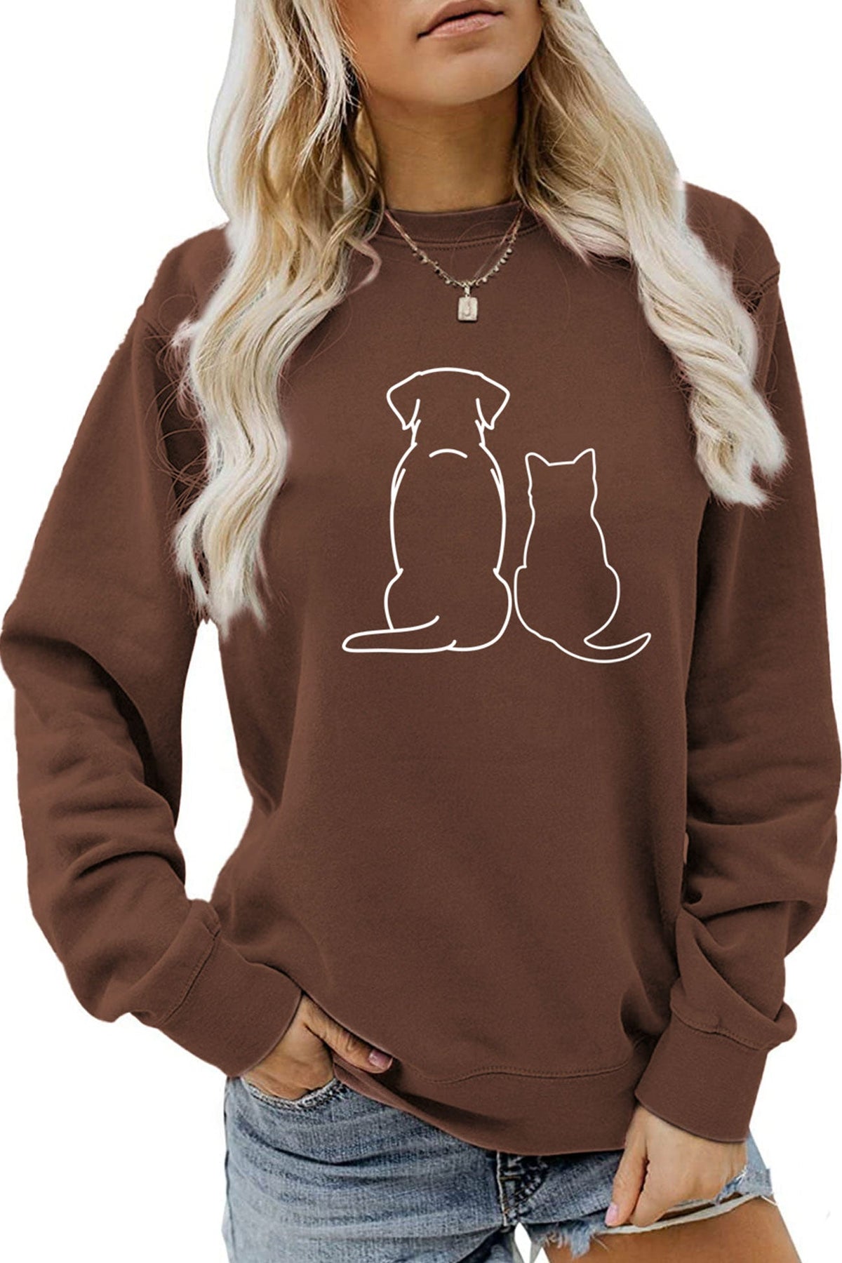 Dog & Kitty Graphic Sweatshirt