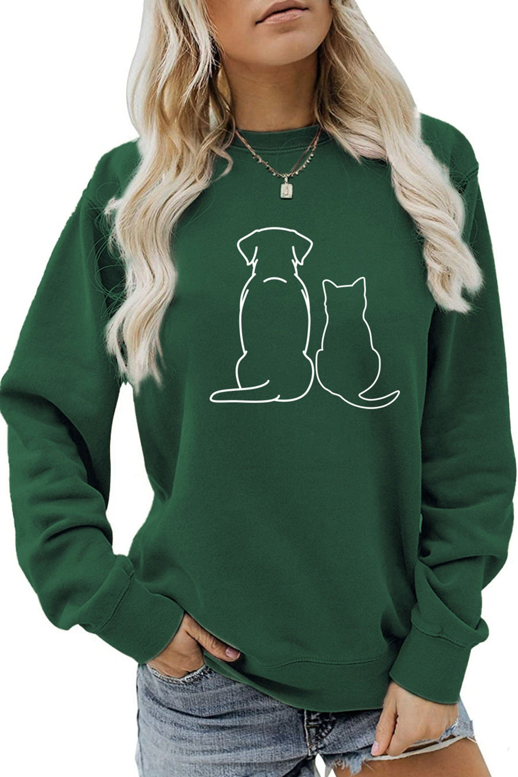 Dog & Kitty Graphic Sweatshirt