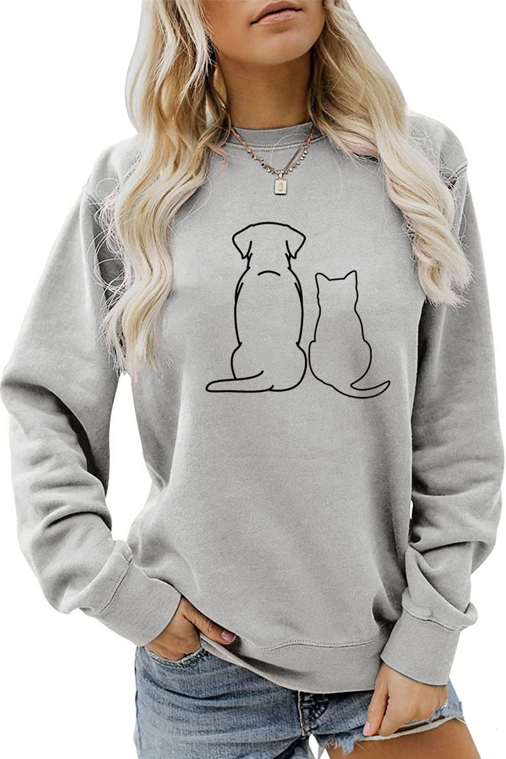 Dog & Kitty Graphic Sweatshirt