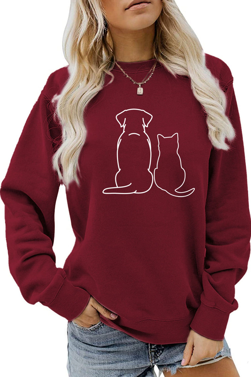 Dog & Kitty Graphic Sweatshirt
