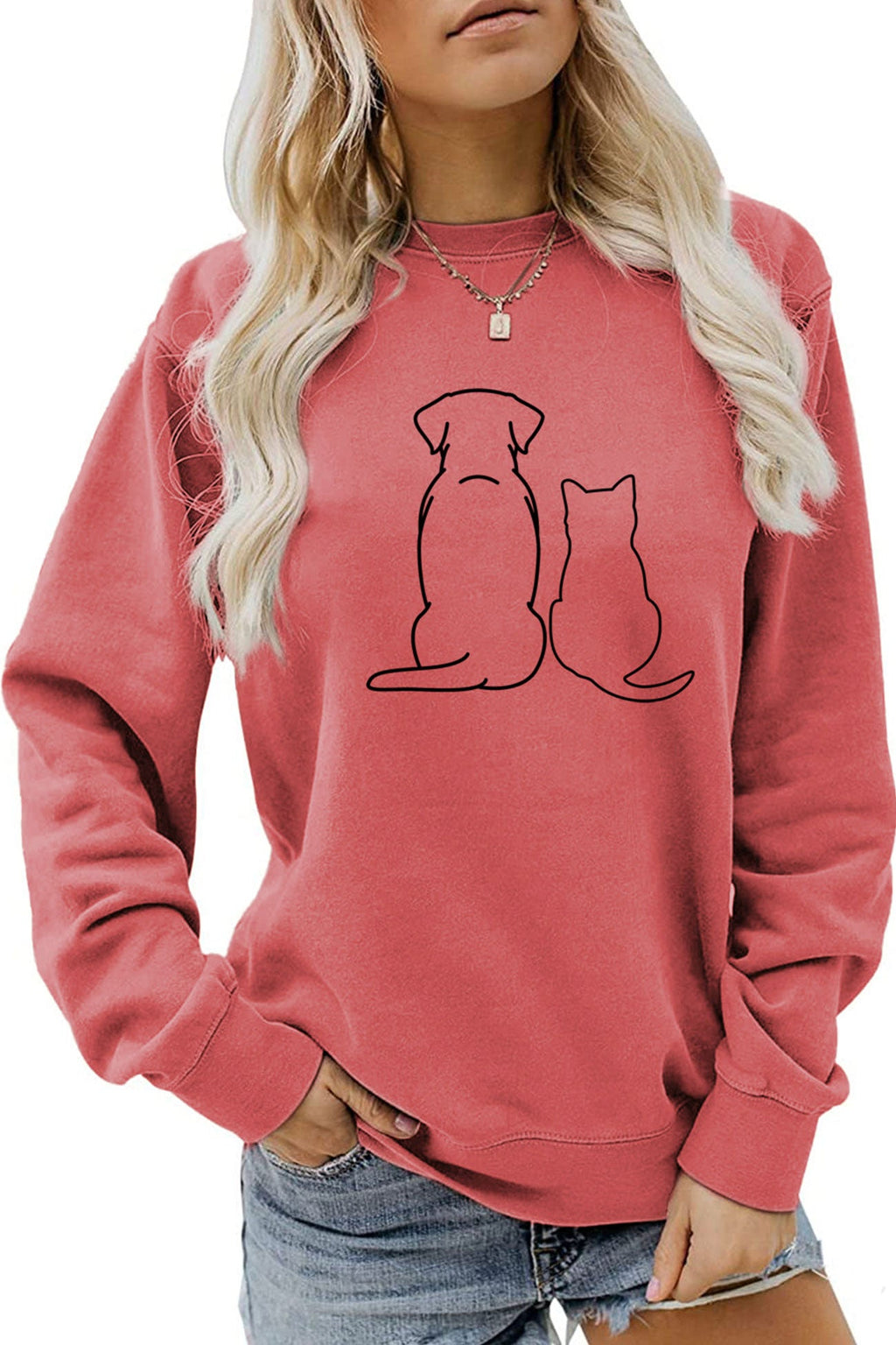 Dog & Kitty Graphic Sweatshirt