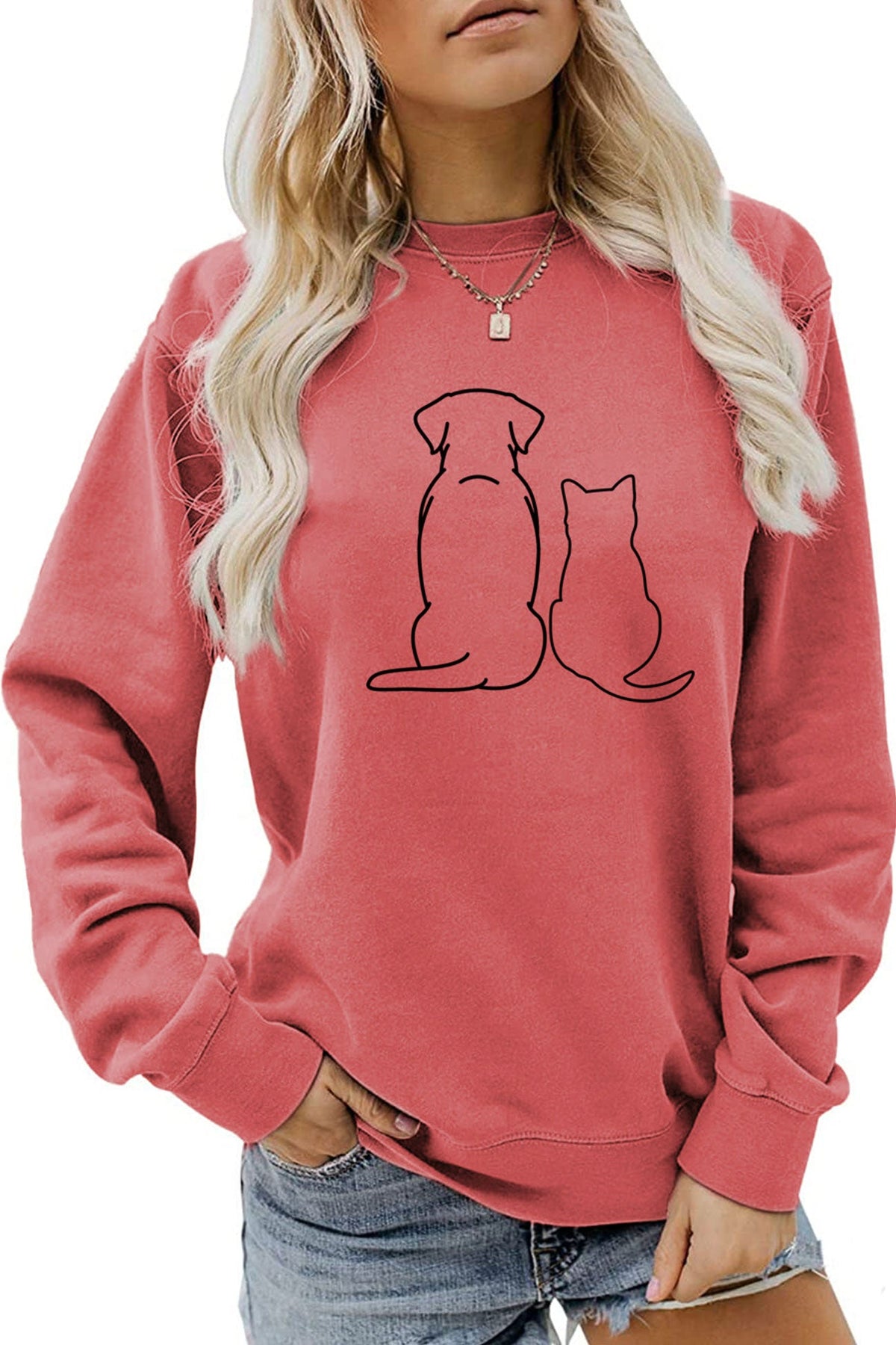 Dog & Kitty Graphic Sweatshirt