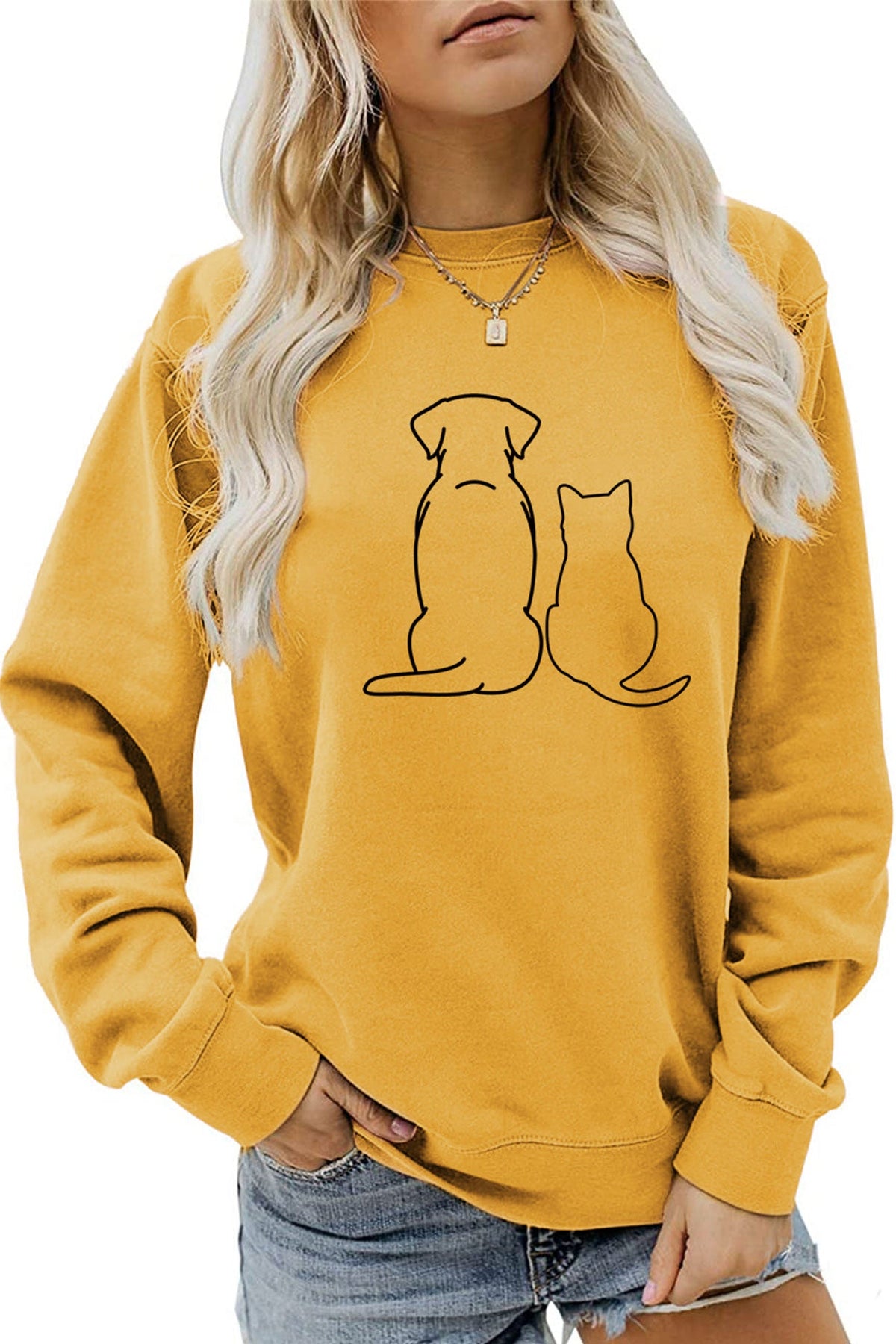 Dog & Kitty Graphic Sweatshirt