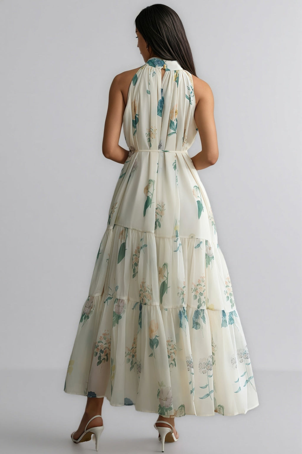 Mikin Print Halter Maxi Dress