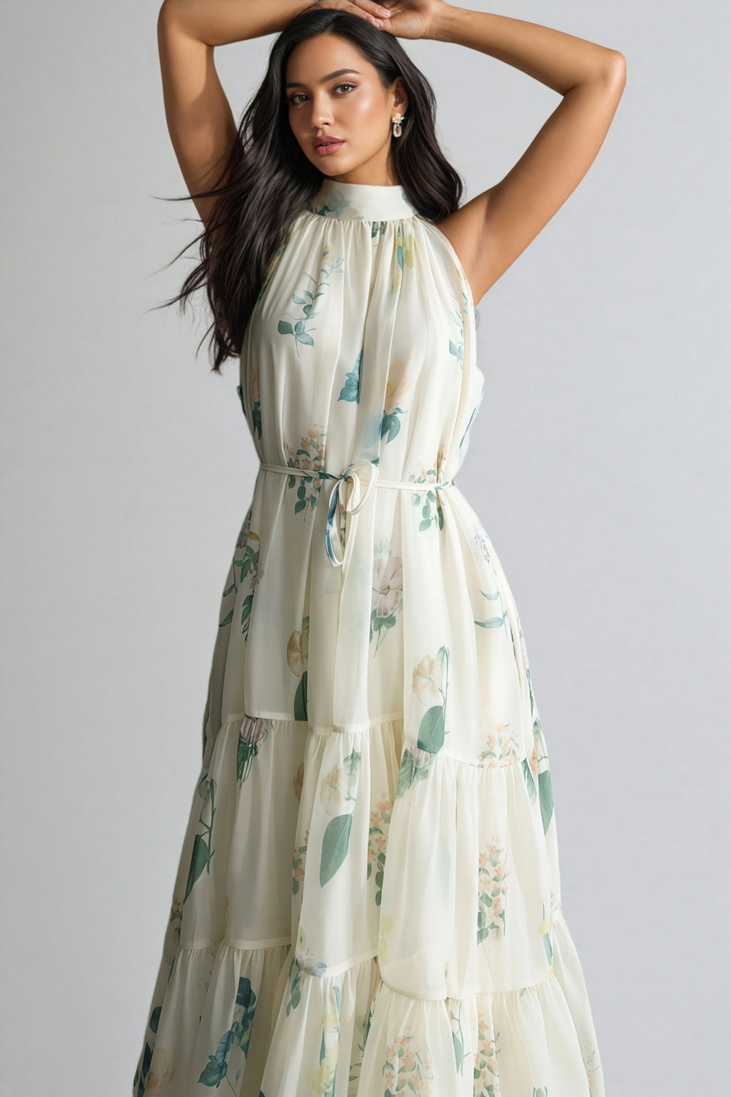 Mikin Print Halter Maxi Dress