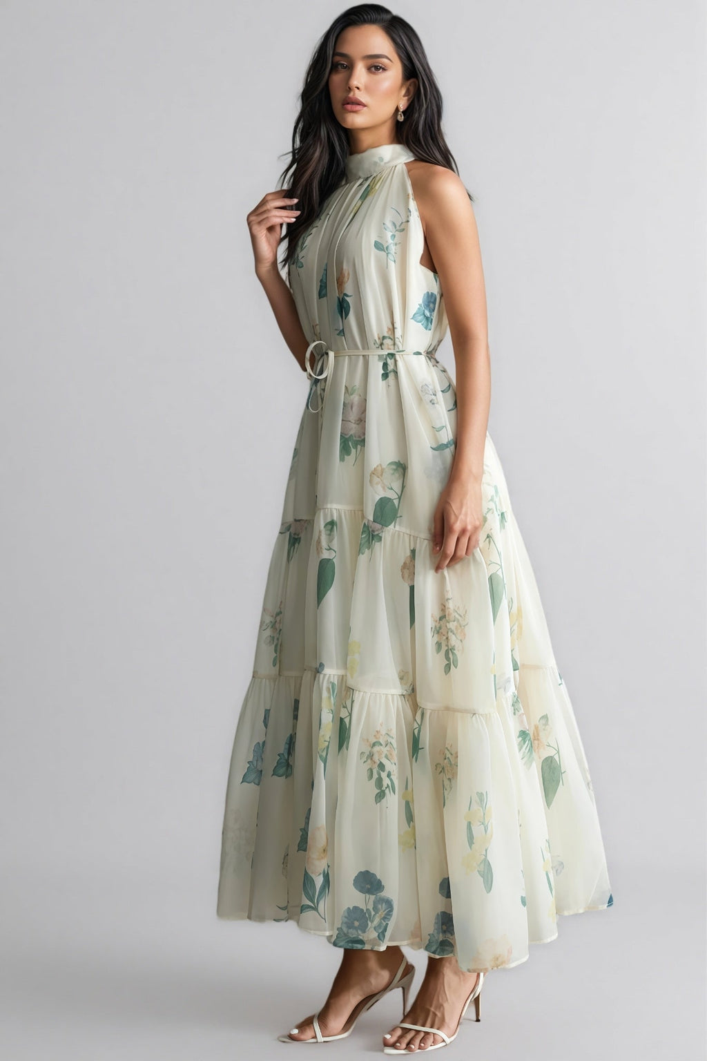 Mikin Print Halter Maxi Dress