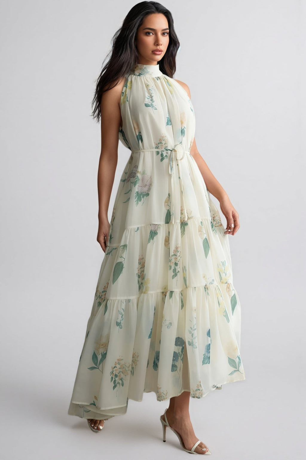 Mikin Print Halter Maxi Dress