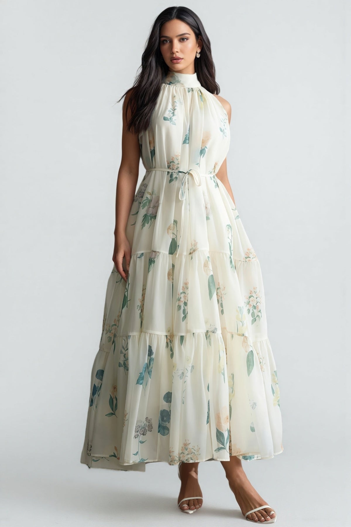 Mikin Print Halter Maxi Dress
