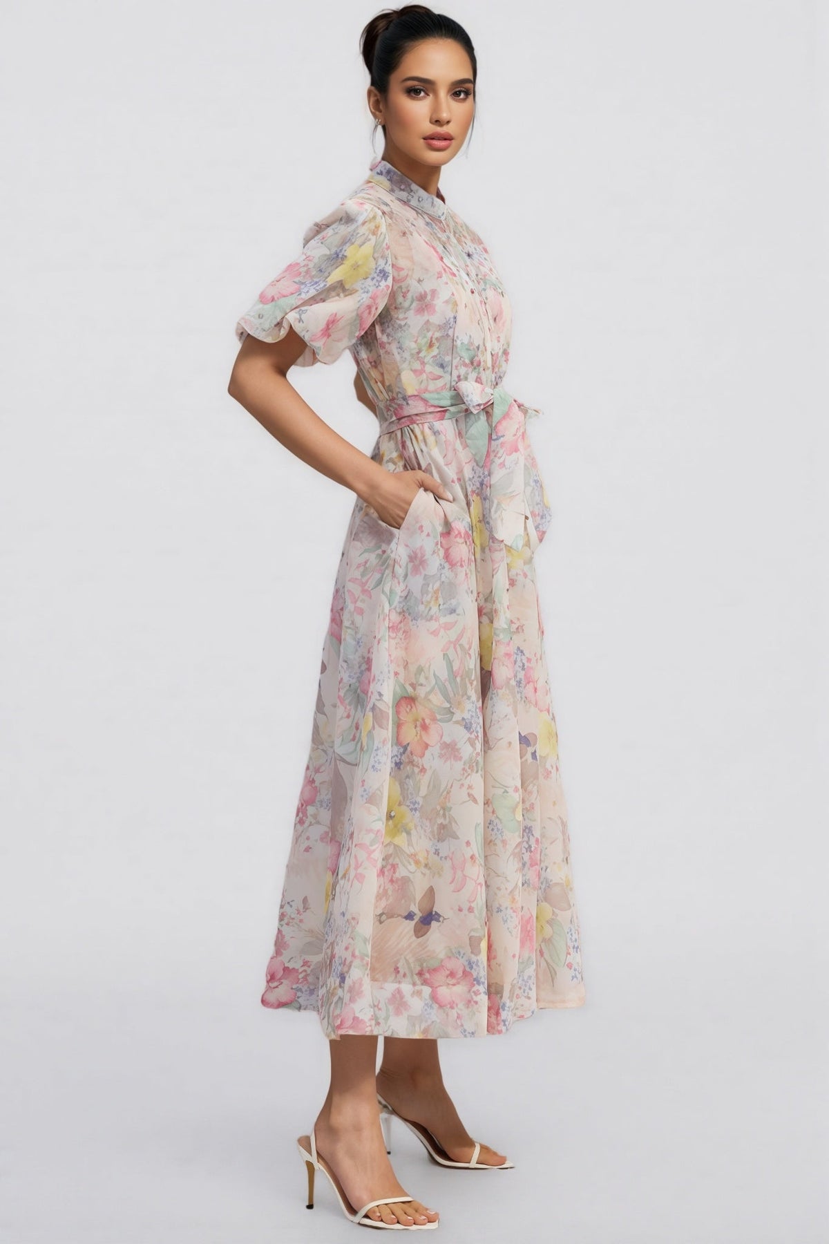 Kynllt Print Puff Sleeve Maxi Dress