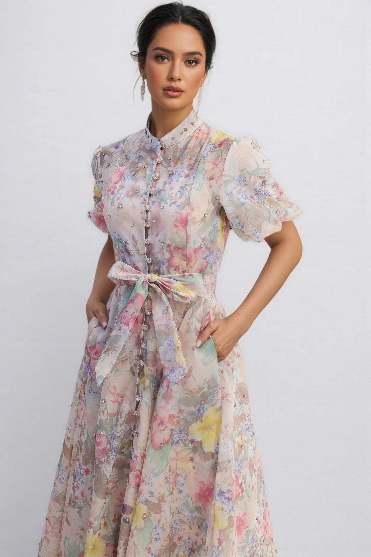 Kynllt Print Puff Sleeve Maxi Dress