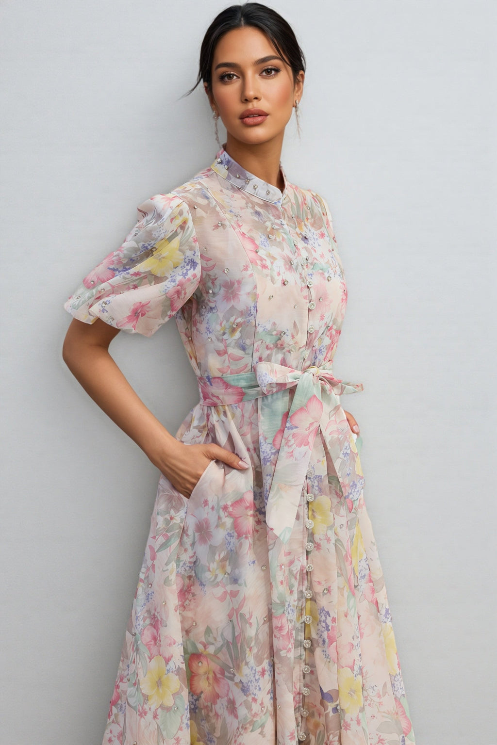 Kynllt Print Puff Sleeve Maxi Dress