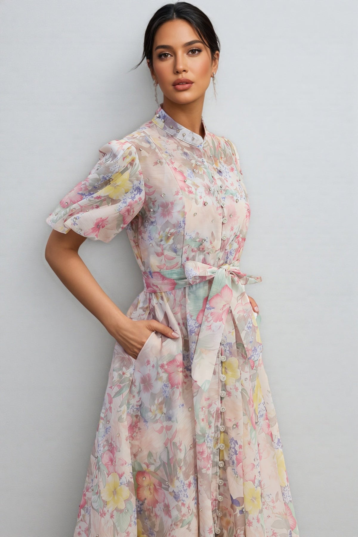 Kynllt Print Puff Sleeve Maxi Dress