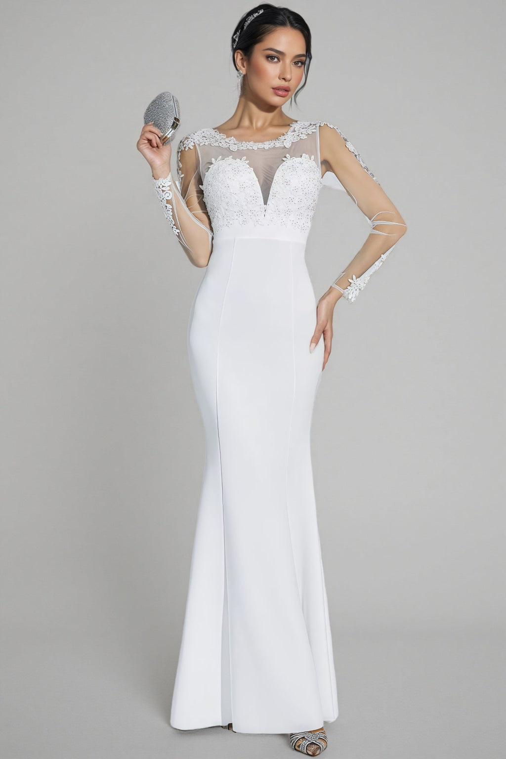Marend White Lace Bodycon Maxi Dress
