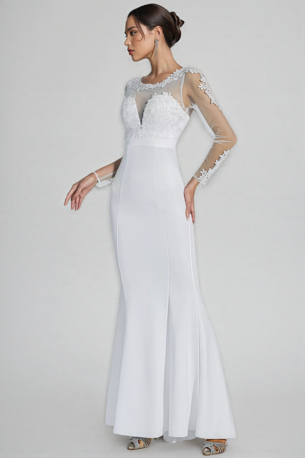 Marend White Lace Bodycon Maxi Dress