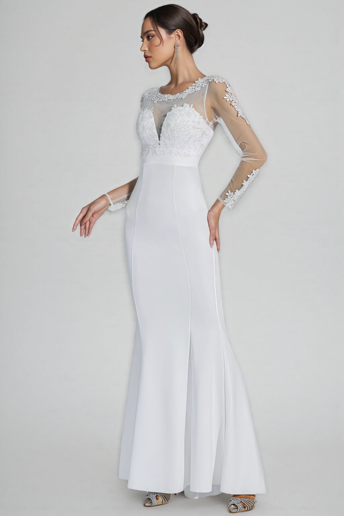 Marend White Lace Bodycon Maxi Dress