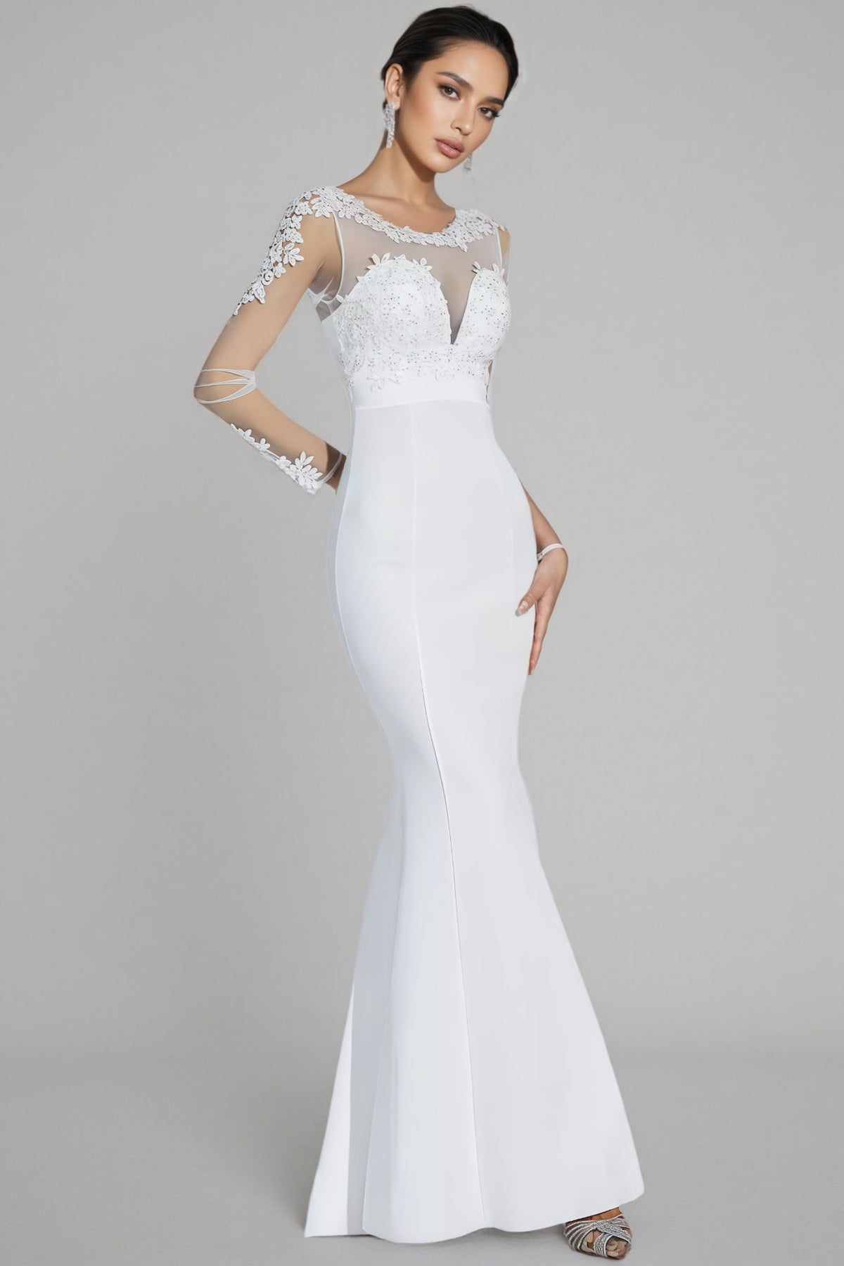 Marend White Lace Bodycon Maxi Dress