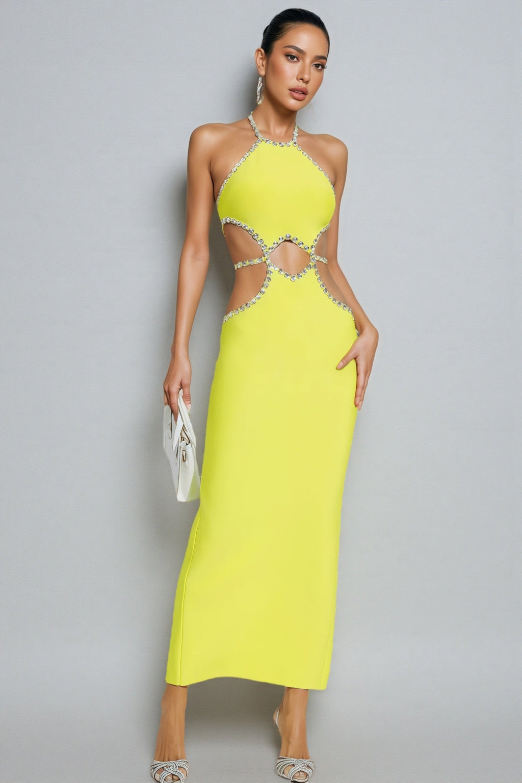 Lucy Yellow Cut Out Bodycon Maxi Dress
