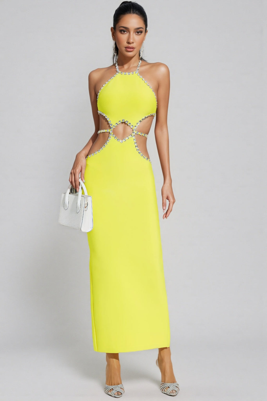Lucy Yellow Cut Out Bodycon Maxi Dress