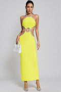 Lucy Yellow Cut Out Bodycon Maxi Dress