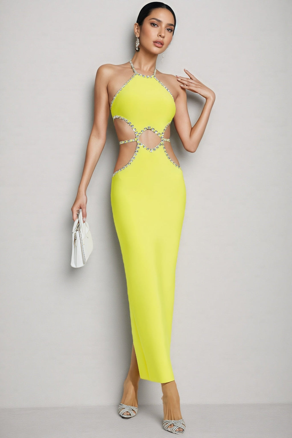 Lucy Yellow Cut Out Bodycon Maxi Dress